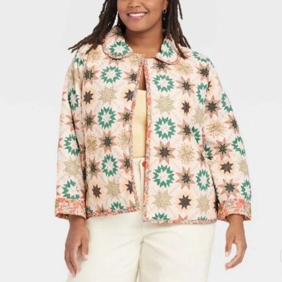 Universal Thread Jackets & Blazers - Universal Thread Quilted Cream Star Button Front  Patchwork Jacket  Size 3X
